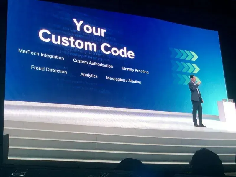 Okta's CEO Todd Mckinnon introducing Okta's identity platform introducing custom code options for inline webhooks
