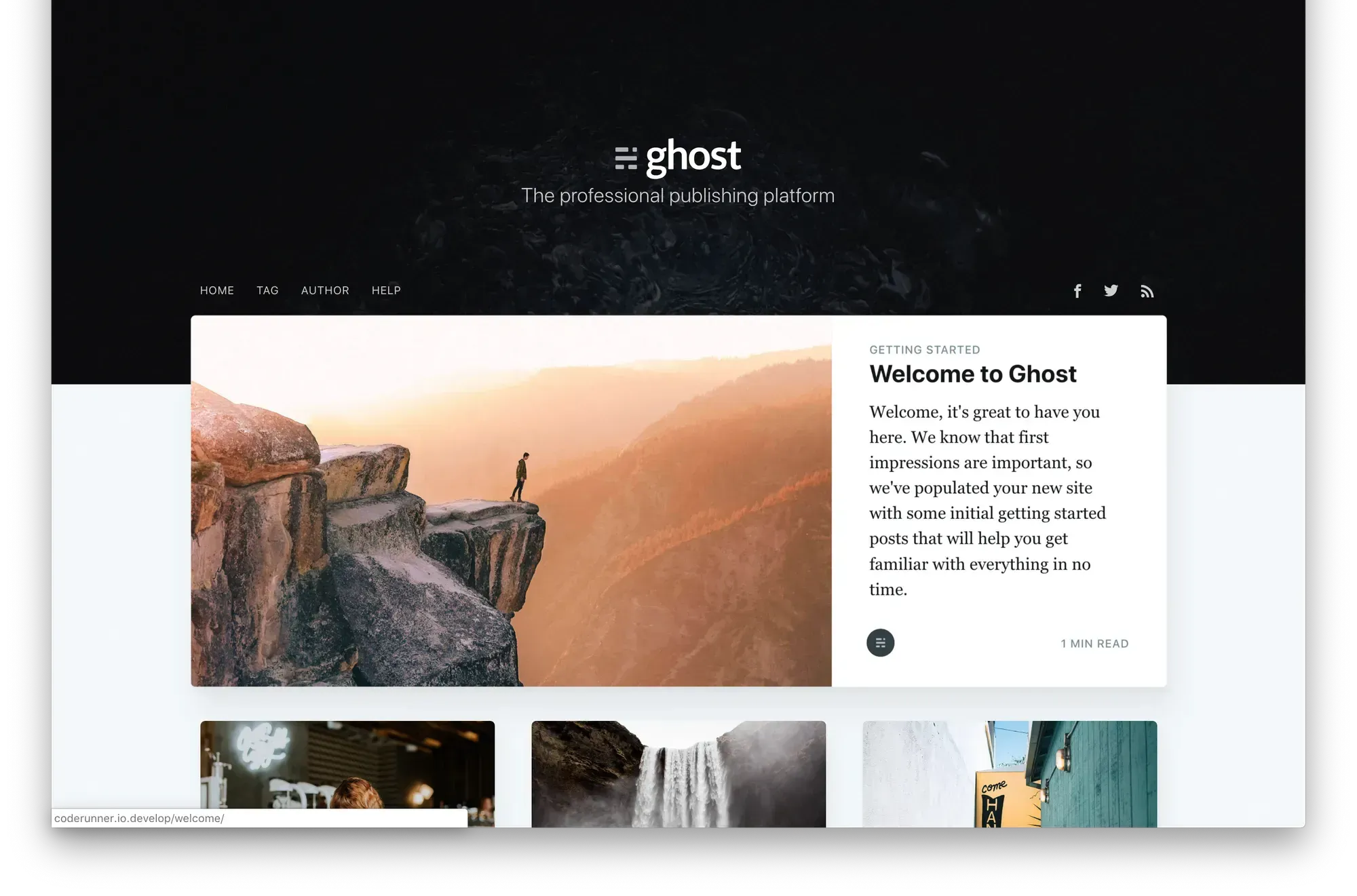 Default Ghost Blog Website